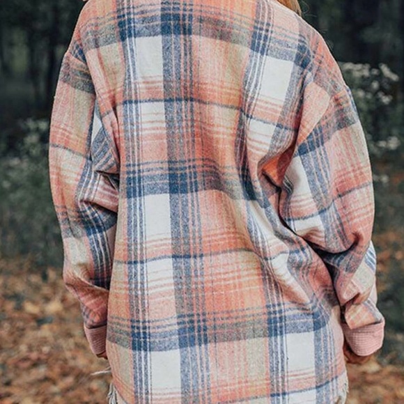 Plaid Pink and Blue Button Down jacket - Picture 3 of 4